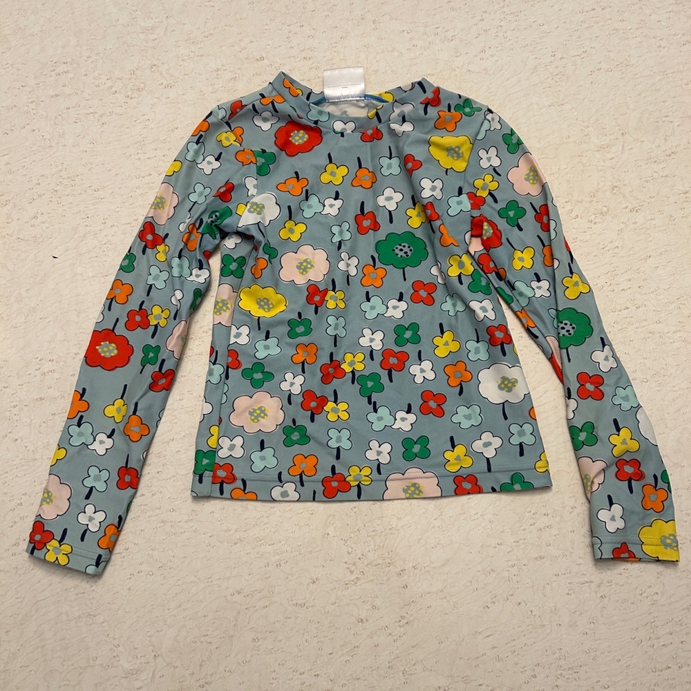 Hanna Andersson Blue Floral Long-Sleeve Rash Guard